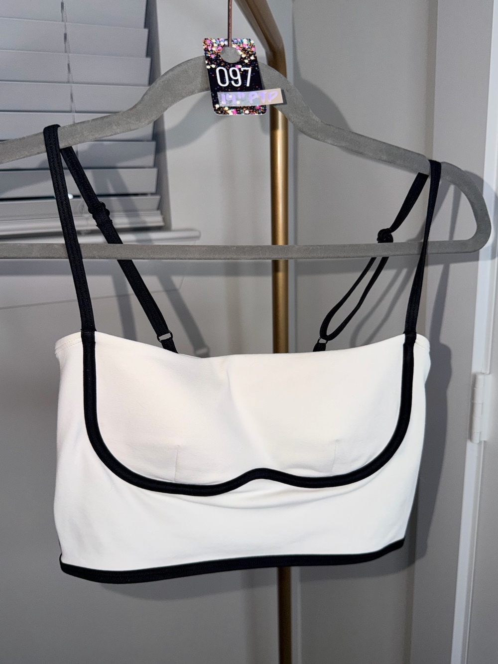97. Airbrush Streamlined Bra Tank - Ivory/Black